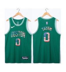 Men's Boston Celtics #0 Jayson Tatum USA Flag Green Stitched Jersey