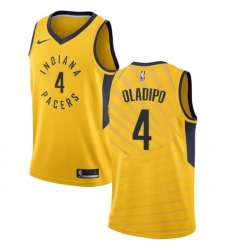 Men's Nike Indiana Pacers #4 Victor Oladipo Authentic Gold NBA Jersey Statement Edition