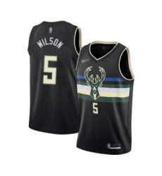 Women's Milwaukee Bucks #5 D. J. Wilson Swingman Black Finished Basketball Jersey - Statement Edition
