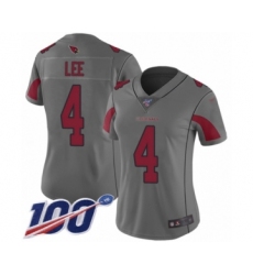 Women's Arizona Cardinals #4 Andy Lee Limited Silver Inverted Legend 100th Season Football Jersey