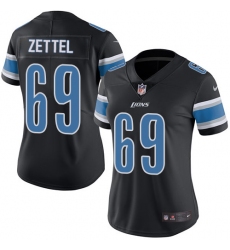 Women's Nike Detroit Lions #69 Anthony Zettel Limited Black Rush Vapor Untouchable NFL Jersey