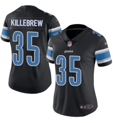 Women's Nike Detroit Lions #35 Miles Killebrew Limited Black Rush Vapor Untouchable NFL Jersey