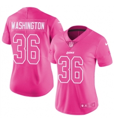 Women's Nike Detroit Lions #36 Dwayne Washington Limited Pink Rush Fashion NFL Jersey