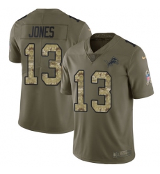 Men's Nike Detroit Lions #13 T.J. Jones Limited Olive/Camo Salute to Service NFL Jersey