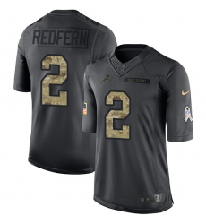Men's Nike Detroit Lions #2 Kasey Redfern Limited Black 2016 Salute to Service NFL Jersey