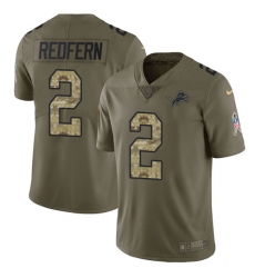 Men's Nike Detroit Lions #2 Kasey Redfern Limited Olive/Camo Salute to Service NFL Jersey