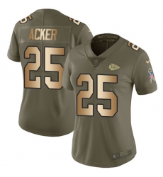 Women's Nike Kansas City Chiefs #25 Kenneth Acker Limited Olive/Gold 2017 Salute to Service NFL Jersey