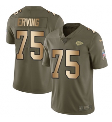 Youth Nike Kansas City Chiefs #75 Cameron Erving Limited Olive/Gold 2017 Salute to Service NFL Jersey