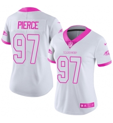 Women's Nike Baltimore Ravens #97 Michael Pierce Limited White/Pink Rush Fashion NFL Jersey