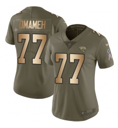 Women's Nike Jacksonville Jaguars #77 Patrick Omameh Limited Olive/Gold 2017 Salute to Service NFL Jersey