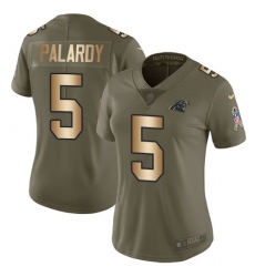 Women's Nike Carolina Panthers #5 Michael Palardy Limited Olive/Gold 2017 Salute to Service NFL Jersey