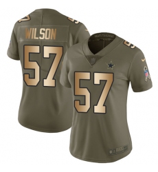 Women's Nike Dallas Cowboys #57 Damien Wilson Limited Olive/Gold 2017 Salute to Service NFL Jersey