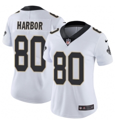 Women's Nike New Orleans Saints #80 Clay Harbor White Vapor Untouchable Limited Player NFL Jersey
