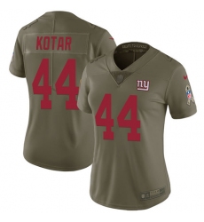 Women's Nike New York Giants #44 Doug Kotar Limited Olive 2017 Salute to Service NFL Jersey