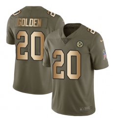Youth Nike Pittsburgh Steelers #20 Robert Golden Limited Olive/Gold 2017 Salute to Service NFL Jersey