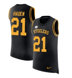 Men's Nike Pittsburgh Steelers #21 Joe Haden Black Rush Player Name & Number Tank Top NFL Jersey