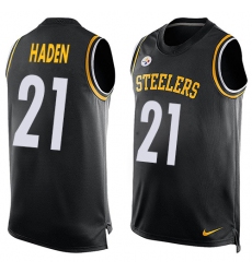Men's Nike Pittsburgh Steelers #21 Joe Haden Limited Black Player Name & Number Tank Top NFL Jersey