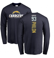 NFL Nike Los Angeles Chargers #93 Darius Philon Navy Blue Backer Long Sleeve T-Shirt