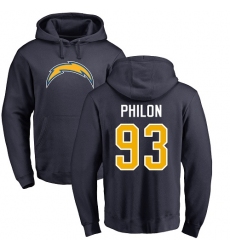 NFL Nike Los Angeles Chargers #93 Darius Philon Navy Blue Name & Number Logo Pullover Hoodie