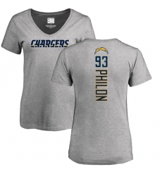 NFL Women's Nike Los Angeles Chargers #93 Darius Philon Ash Backer T-Shirt