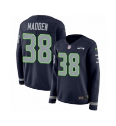 Women's Nike Seattle Seahawks #38 Tre Madden Limited Navy Blue Therma Long Sleeve NFL Jersey