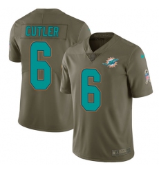 Youth Nike Miami Dolphins #6 Jay Cutler Limited Olive 2017 Salute to Service NFL Jersey