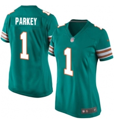 Women's Nike Miami Dolphins #1 Cody Parkey Game Aqua Green Alternate NFL Jersey