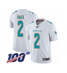 Men's Miami Dolphins #2 Matt Haack White Vapor Untouchable Limited Player 100th Season Football Jersey