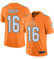 Men's Nike Miami Dolphins #16 Matt Haack Elite Orange Rush Vapor Untouchable NFL Jersey