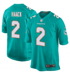 Men's Nike Miami Dolphins #2 Matt Haack Game Aqua Green Team Color NFL Jersey