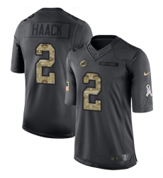 Men's Nike Miami Dolphins #2 Matt Haack Limited Black 2016 Salute to Service NFL Jersey