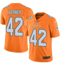 Men's Nike Miami Dolphins #42 Alterraun Verner Limited Orange Rush Vapor Untouchable NFL Jersey