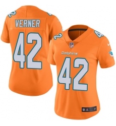 Women's Nike Miami Dolphins #42 Alterraun Verner Limited Orange Rush Vapor Untouchable NFL Jersey