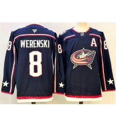 Men's Columbus Blue Jackets #8 Zach Werenski Navy With A Stitched Hockey Jersey