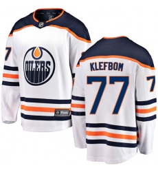 Youth Edmonton Oilers #77 Oscar Klefbom Fanatics Branded White Away Breakaway NHL Jersey