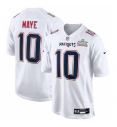 Men's New England Patriots #10 Drake Maye White Nike Super Bowl LX Tundra Fashion Game Jersey