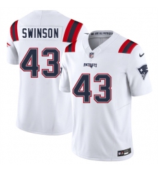 Men's New England Patriots #43 Bradyn Swinson White 2025 F.U.S.E. Vapor Limited Stitched Jersey