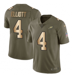 Men's Nike Philadelphia Eagles #4 Jake Elliott Limited Olive/Gold 2017 Salute to Service NFL Jersey