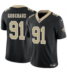 Men's New Orleans Saints #91 Davon Godchaux Black F.U.S.E. Vapor Limited Football Stitched Jersey