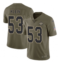 Men's Nike New Orleans Saints #53 A.J. Klein Limited Olive 2017 Salute to Service NFL Jersey