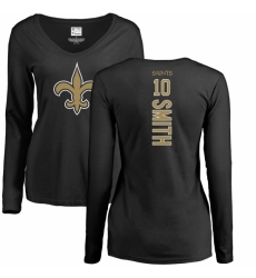 NFL Women's Nike New Orleans Saints #10 Tre'Quan Smith Black Backer Slim Fit Long Sleeve T-Shirt