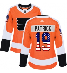 Women's Adidas Philadelphia Flyers #19 Nolan Patrick Authentic Orange USA Flag Fashion NHL Jersey