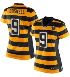 Women's Nike Pittsburgh Steelers #9 Chris Boswell Game Yellow/Black Alternate 80TH Anniversary Throwback NFL Jersey