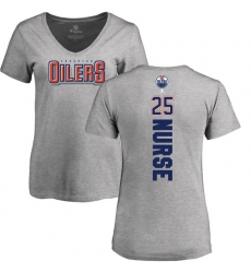 NHL Women's Adidas Edmonton Oilers #25 Darnell Nurse Ash Backer T-Shirt