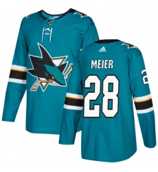 Youth Adidas San Jose Sharks #28 Timo Meier Premier Teal Green Home NHL Jersey