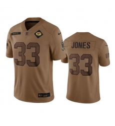 Men's Green Bay Packers #33 Aaron Jones Brown 2023 Salute To Service Limited Stitched Jersey