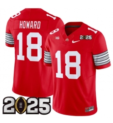 Men's Ohio State Buckeyes #18 Will Howard Red 2025 CFP Final F.U.S.E. Vapor Limited Stitched Football Jersey