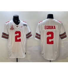 Men's Ohio State Buckeyes #2 Emeka Egbuka White 2025 CFP Final With National Champions F.U.S.E. Vapor Limited Stitched Football Jersey
