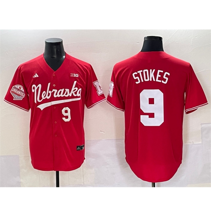 Men's Nebraska Huskers #9 Rhett Stokes Red Back 2 Back Champions Vapor Premier Limited Stitched Jersey