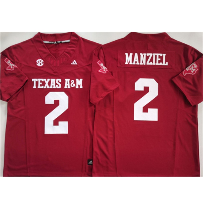 Men's Texas A&M Aggies Lions #2 Johnny Manziel Red 2025 F.U.S.E. Stitched Jersey